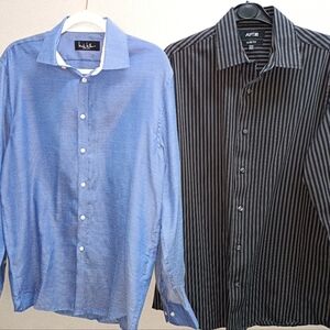 Nicole Miller & Apt 9 Shirts 2 Mens Sz medium Blue & black pinstripe Button up L